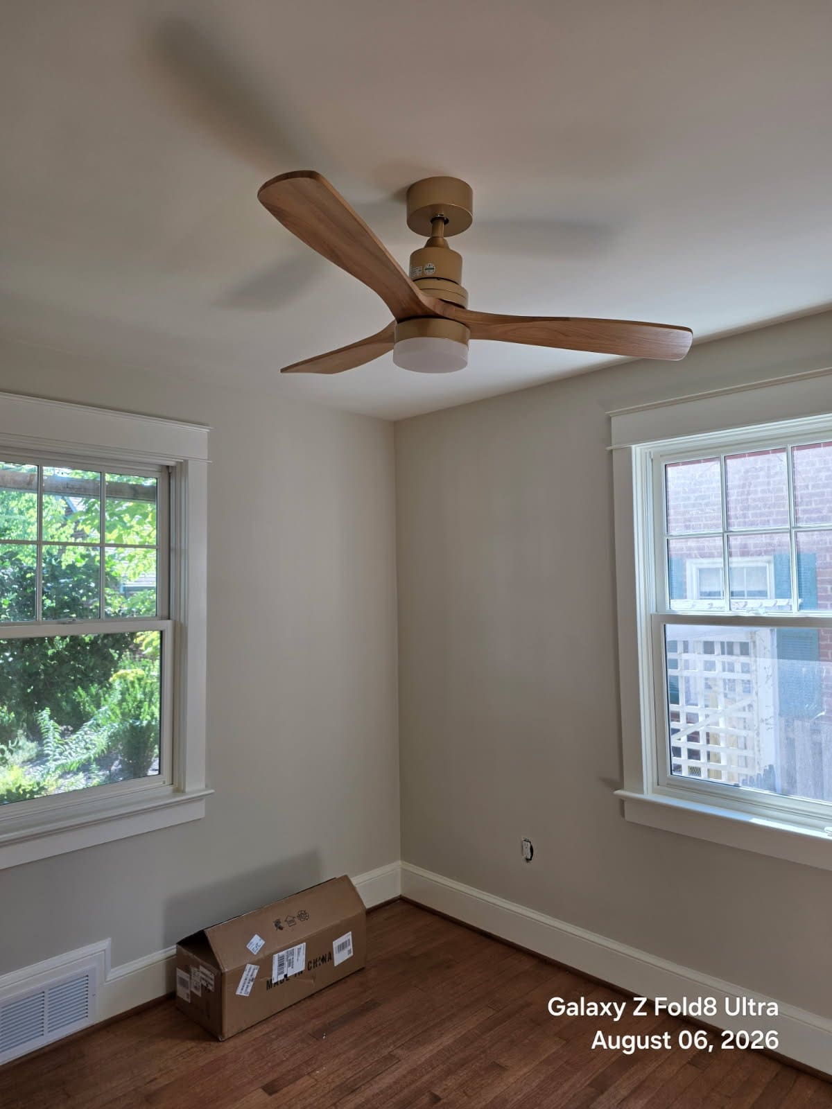 A ceiling fan installed by PRO Electric plus HVAC