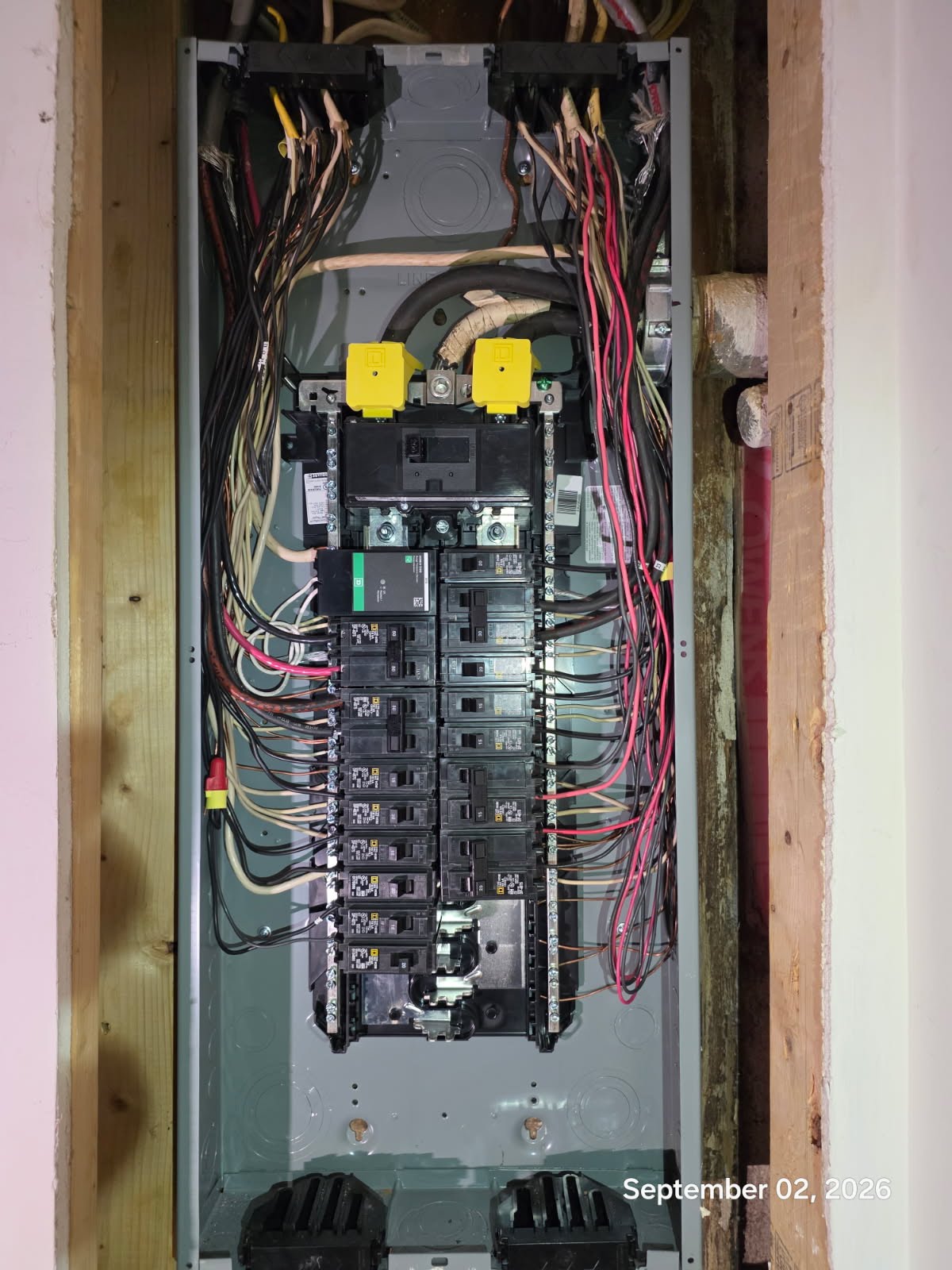 A new electrical panel installed during a service heavy up at a home in Falls Church, Virginia