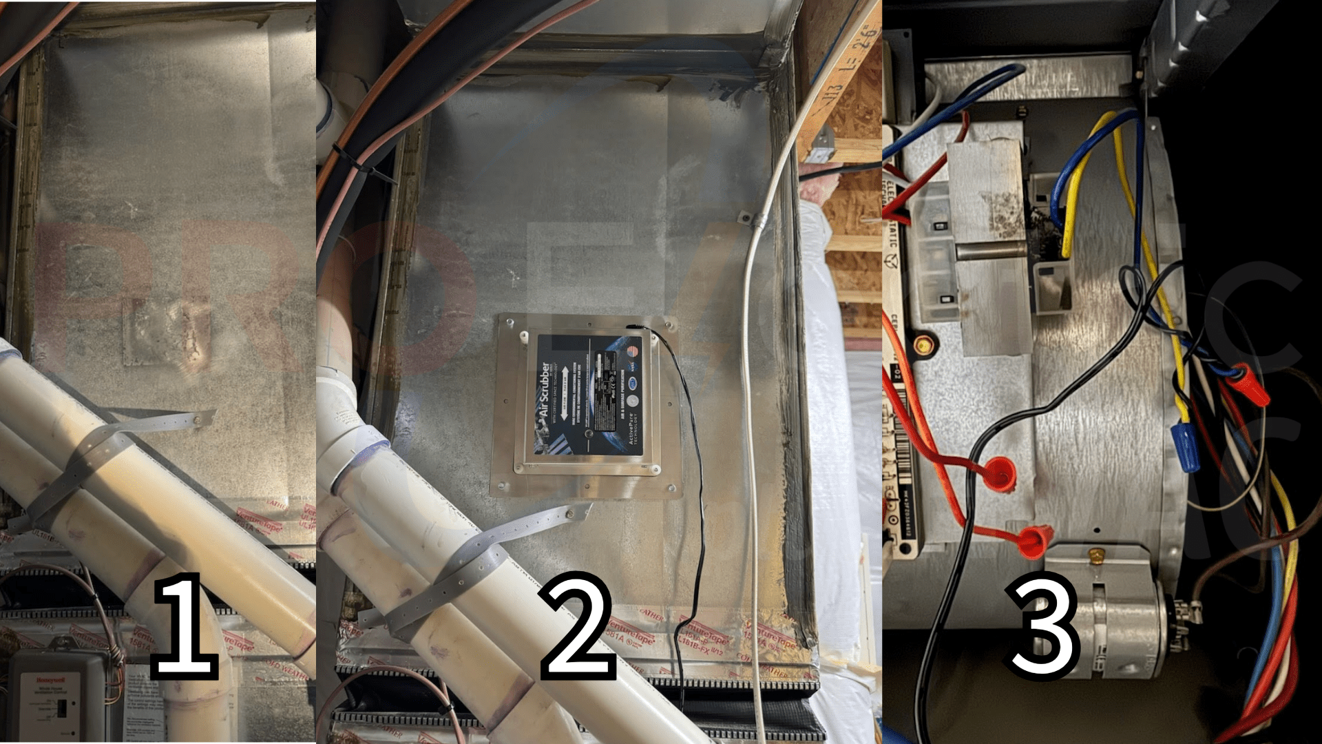 An ultraviolet light being installed inside an HVAC air handler