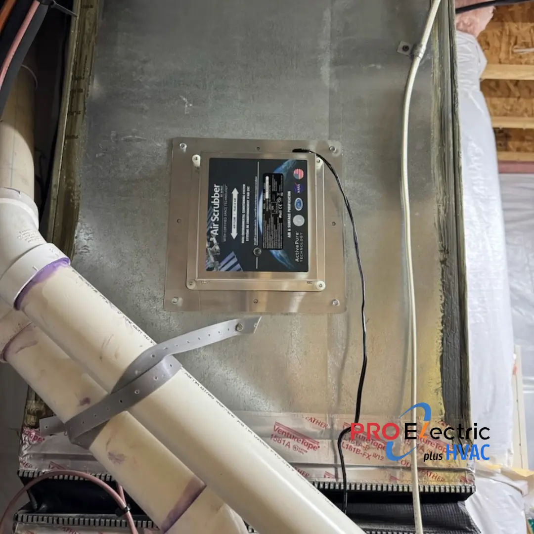An HVAC coil after ultraviolet light treatment
