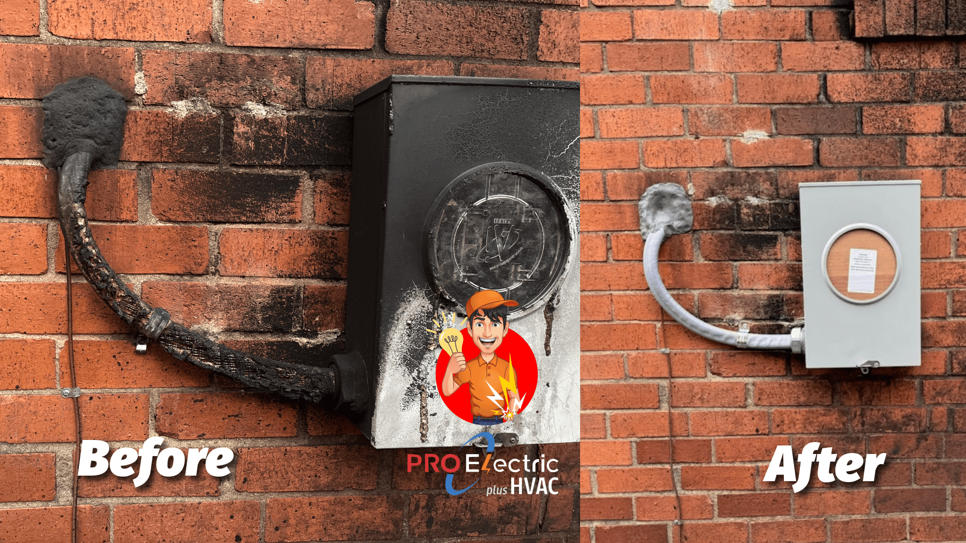A meter box being replaced by PRO Electric plus HVAC