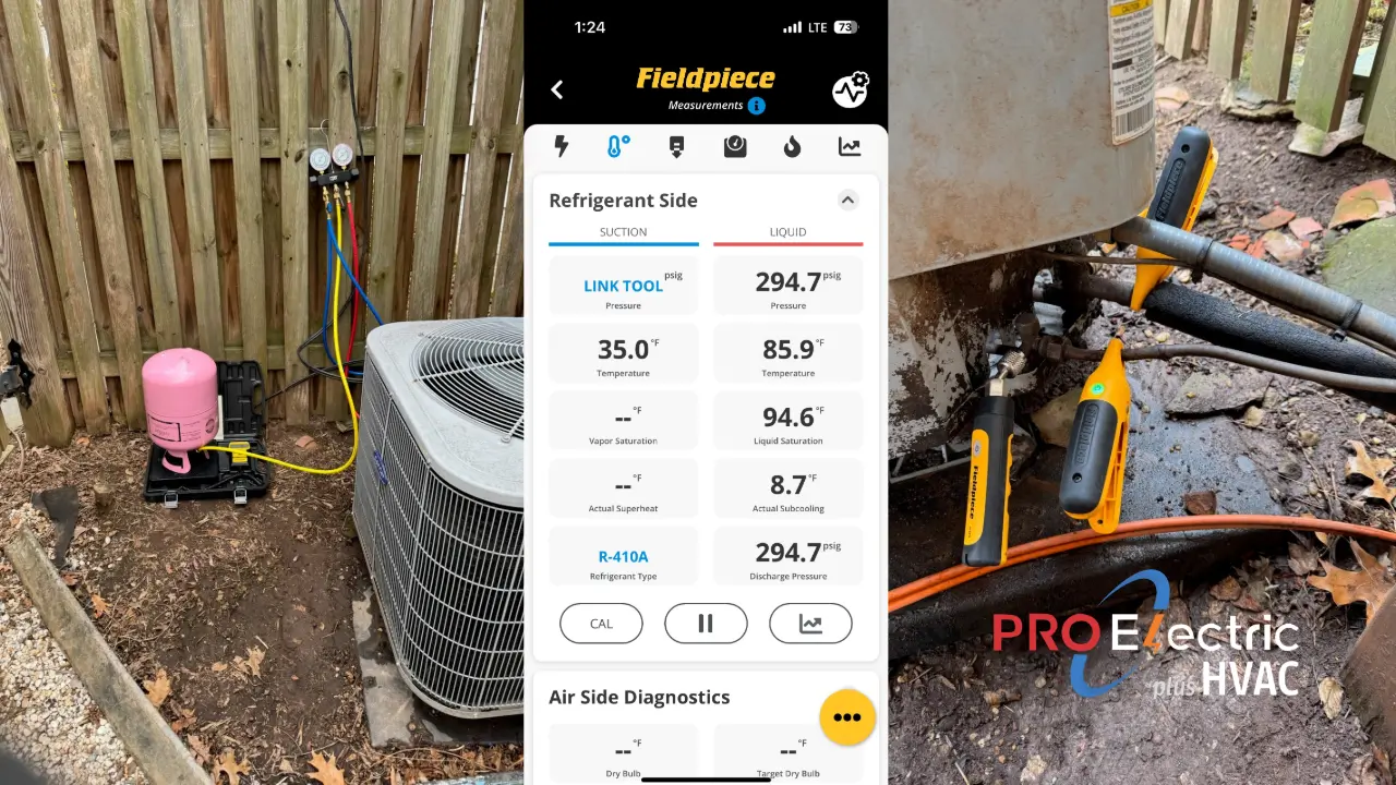 Air conditioning maintenance gauges and equipment in use
