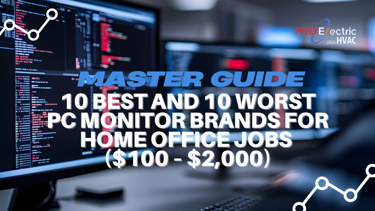 best home office monitor, best PC monitors, worst PC monitors, home office display, top monitor brands, monitor buying guide, best monitor for coding, best monitor for video editing, best monitor for graphic design, IPS vs VA vs TN panels, 1440p vs 4K monitors, best monitor under 500, best budget 4K monitor, best dual monitor setup, Dell vs HP monitors, ASUS vs LG monitors, best USB-C monitors, where to buy PC monitors in Fairfax, Northern Virginia electronics stores, Micro Center Fairfax monitors, Best Buy Arlington monitors, best office monitor for eye strain, surge protection for PC, PRO Electric Plus HVAC, monitor warranty and reliability